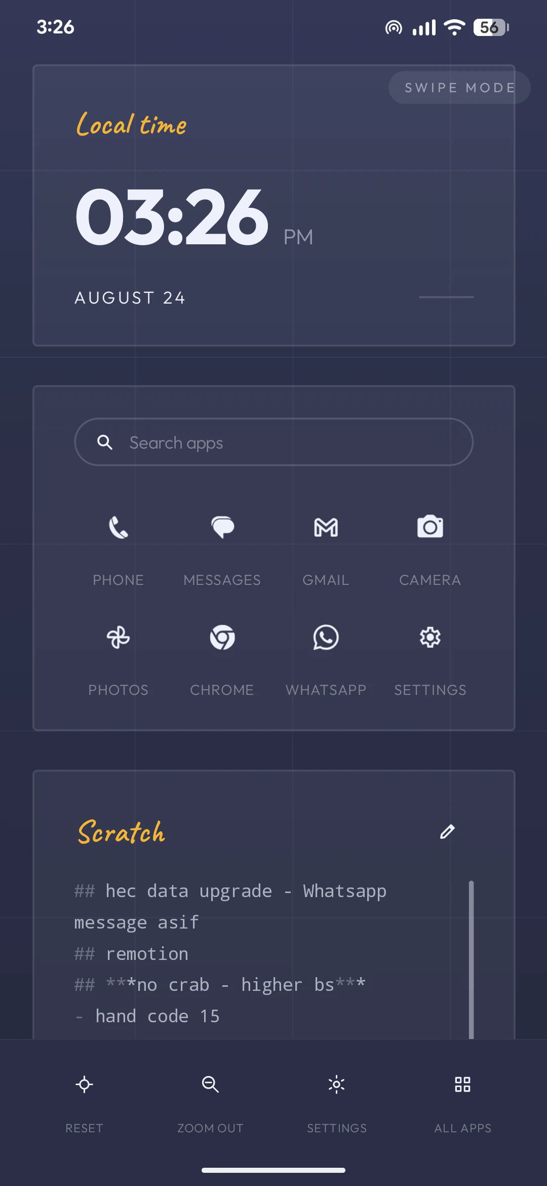 Axo Launcher — the plane zoomed in, one card at a time