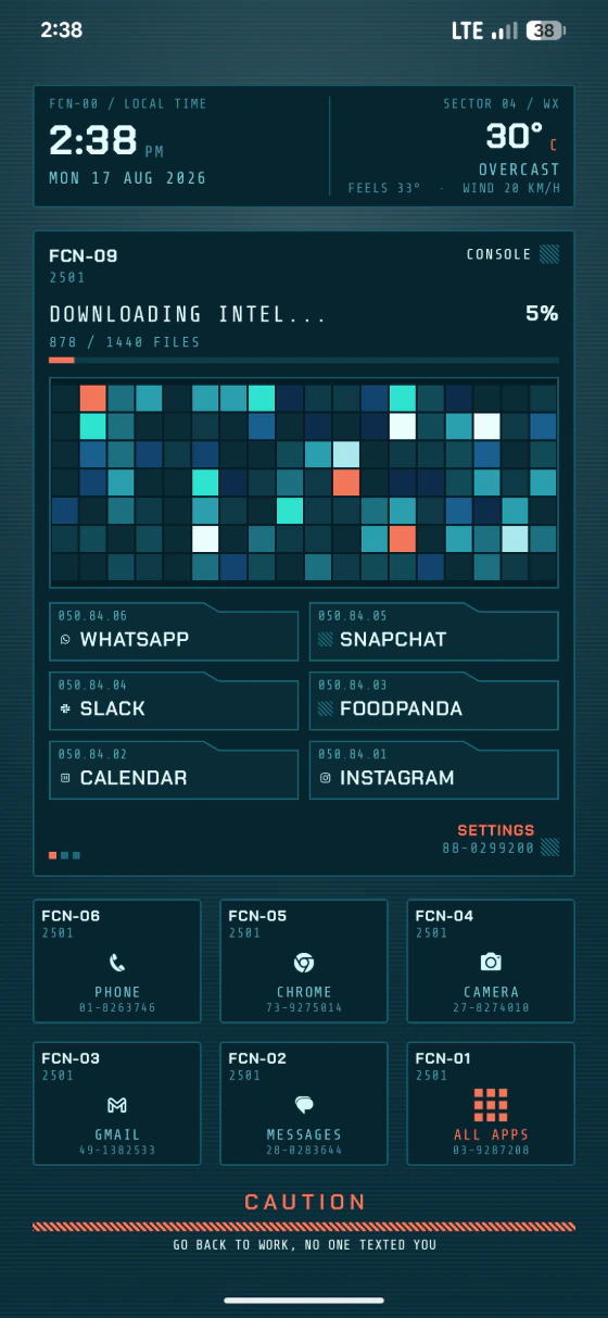 Axo Launcher — today's events on the field console