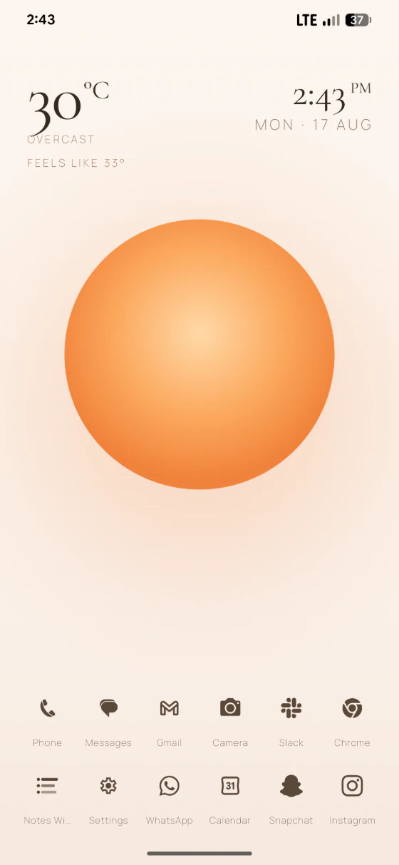 Axo Launcher — the orb over cream paper, tray open