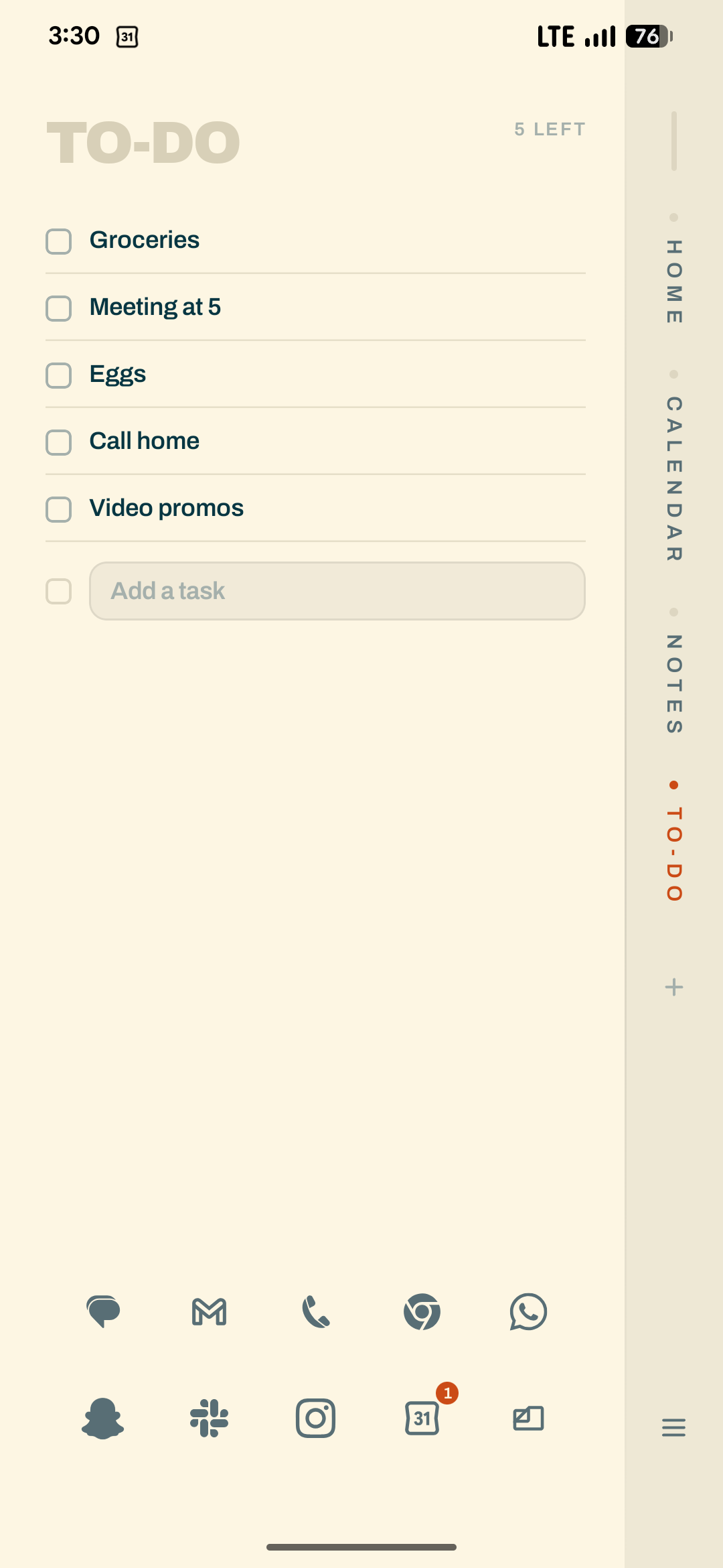 Axo Launcher — the to-do section, five left