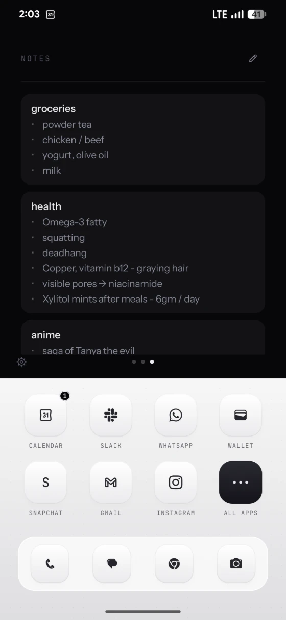 Axo Launcher — the notes page on a light ground
